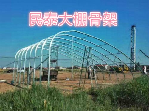 冬天种植蔬菜必须用钢骨架的龙骨支撑起拱形的温室区